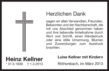 Traueranzeige von Heinz Kellner von Pegnitz-Zeitung